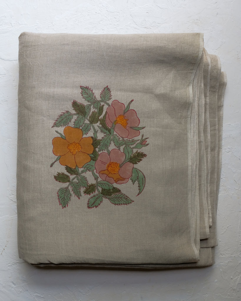 Dia (Natural) - Hand Block-printed Fabric