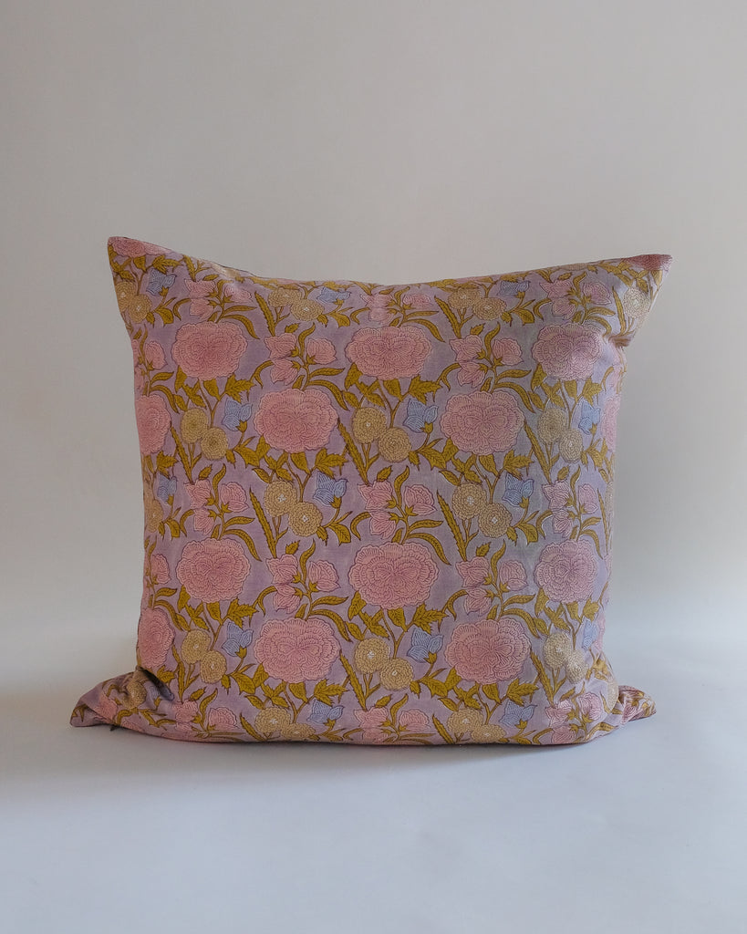 Nargis - Hand Block-printed Linen Pillowcase (Faded Mauve)