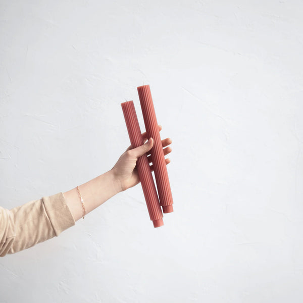 10" Fancy Taper Candles - Clay