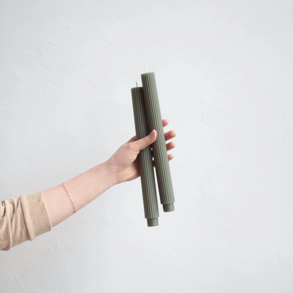 10" Fancy Taper Candles - Moss
