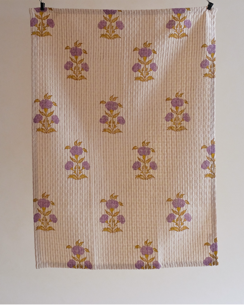 Sanvi - English Lavender - Waffle Weave Kitchen Towel - Set of 2