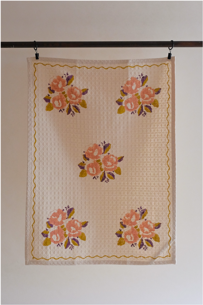 Sara – Grapefruit Pink - Waffle Weave Kitchen Towel - Set of 2 WP