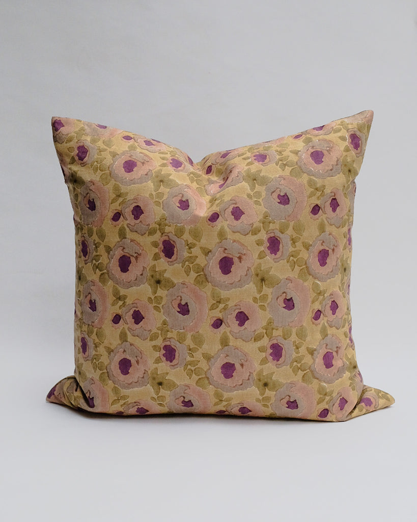 Riya - Hand Block-printed Linen Pillowcase (Warm Olive)