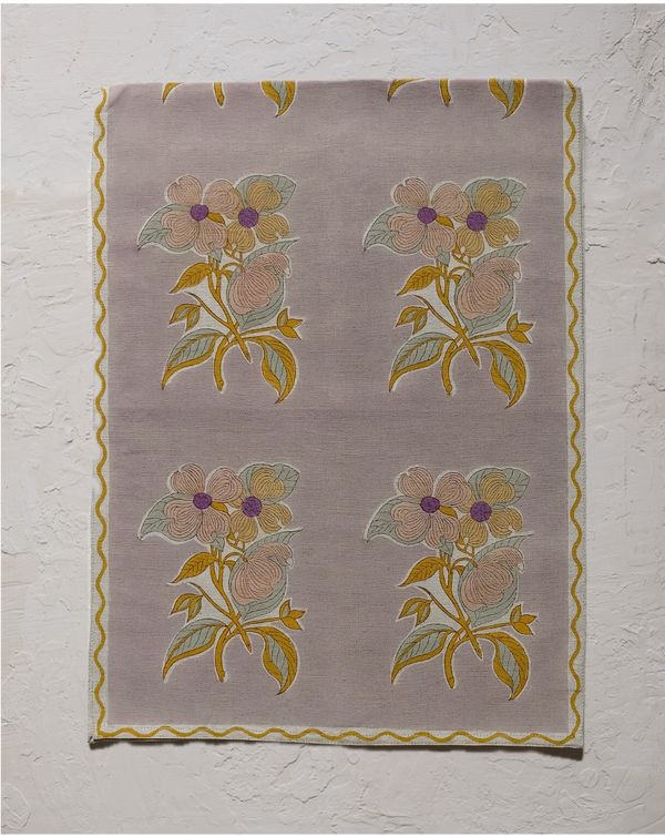 Soma – Block-printed Table Runner (English Lavender)