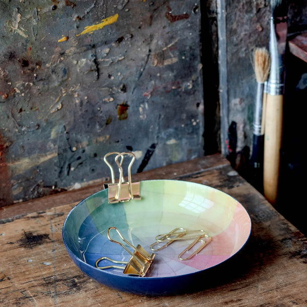 Vintage Colour Wheel Round Enamel Tray