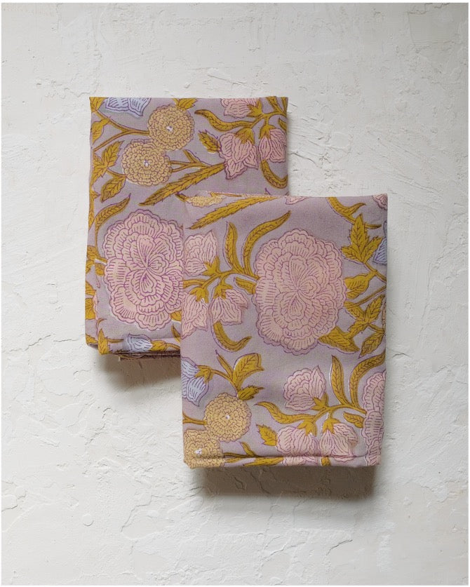 Nargis - Hand Block-printed Cotton Sham - Set of 2 - Mauve