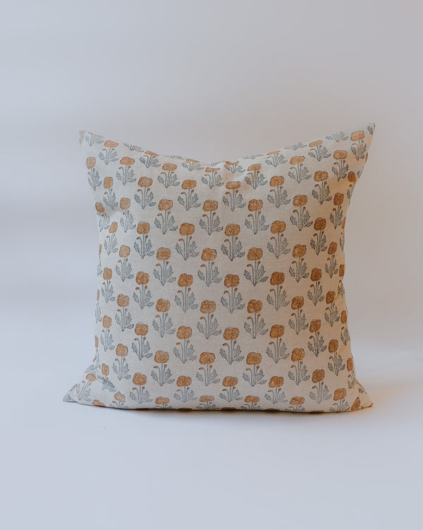 Zoya - Hand Block-printed Linen Pillowcase (Brown)
