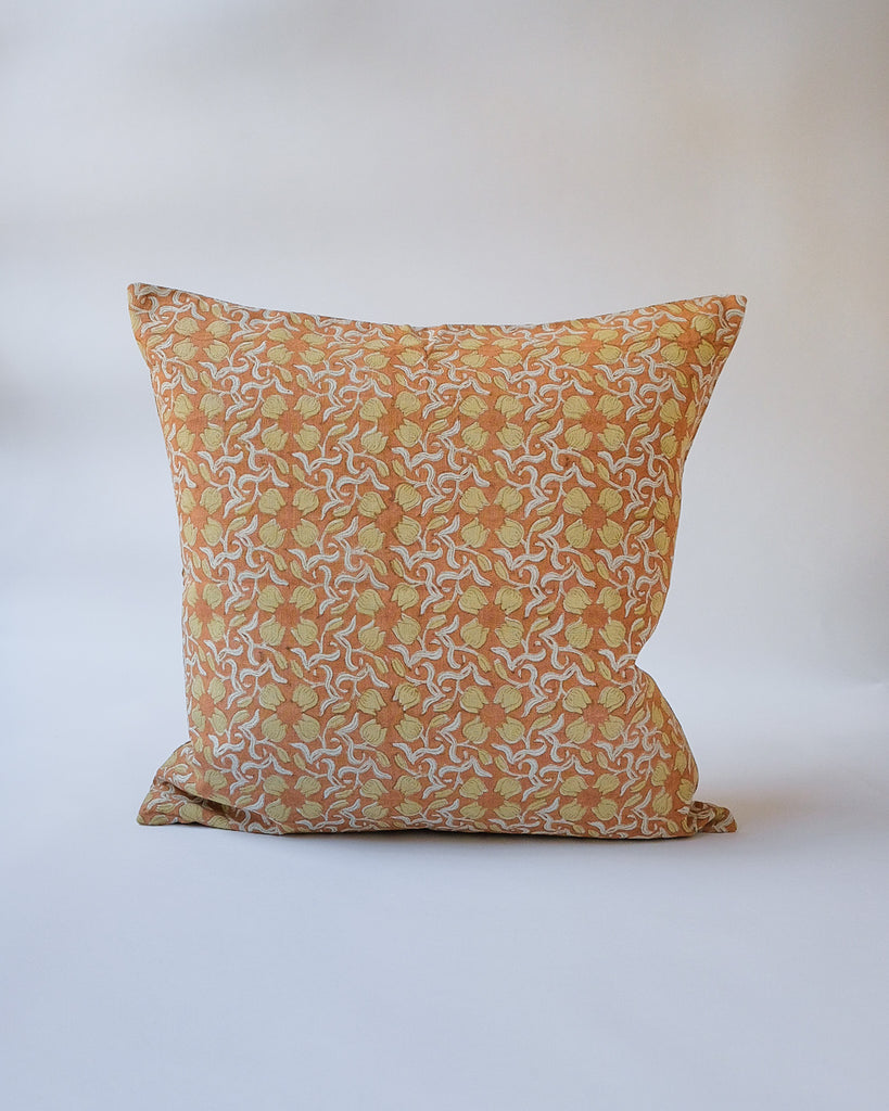 Khushi - Hand Block-printed Linen Pillowcase (Brown)