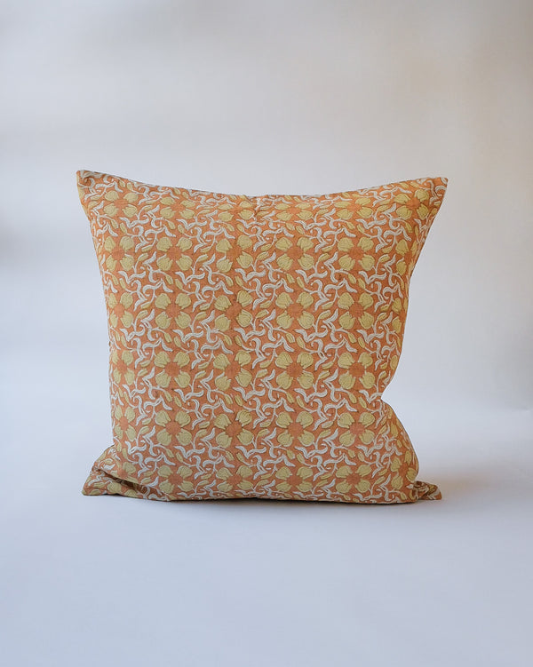 Khushi - Hand Block-printed Linen Pillowcase (Brown)