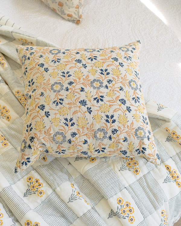 Uma - Hand Block-printed Linen Pillowcase