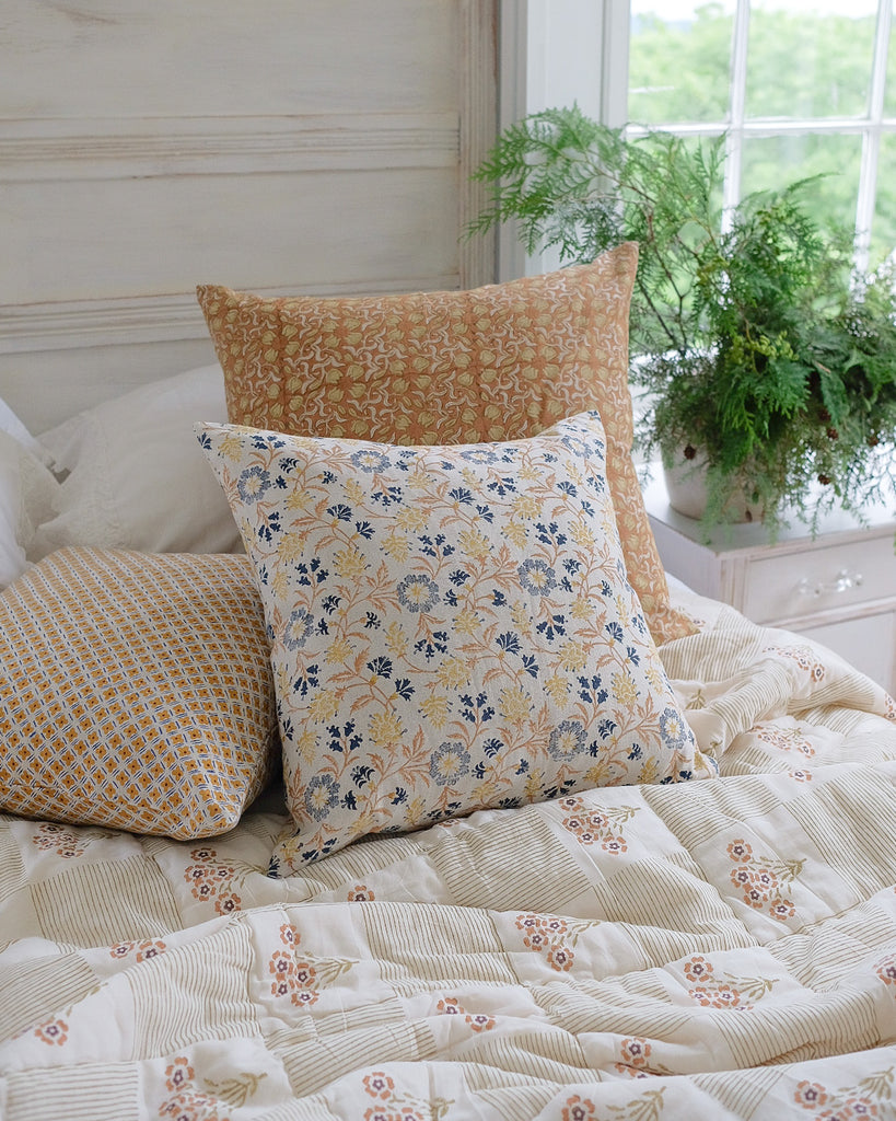 Uma - Hand Block-printed Linen Pillowcase