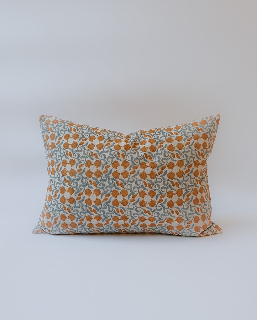 Khushi - Hand Block-printed Linen Pillowcase (Blue)
