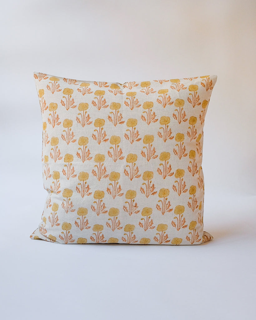 Zoya - Hand Block-printed Linen Pillowcase (Beige)
