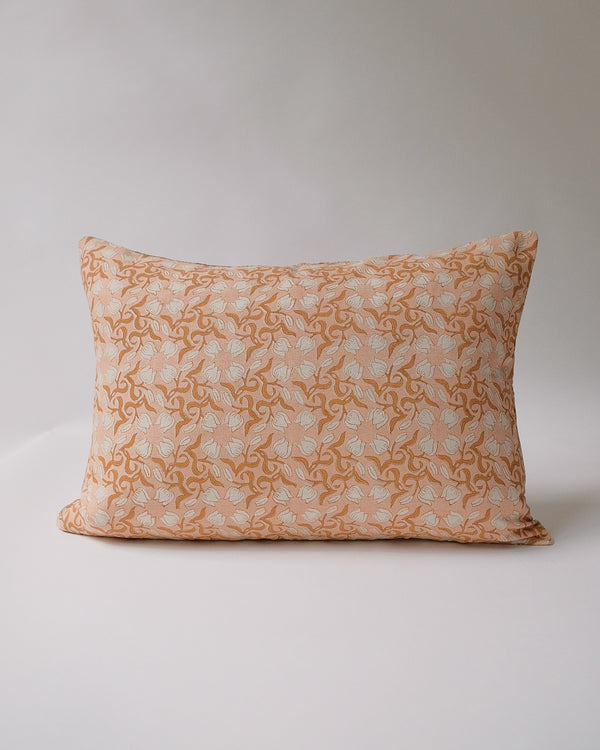 Khushi - Hand Block-printed Linen Pillowcase (Pastel Pink)