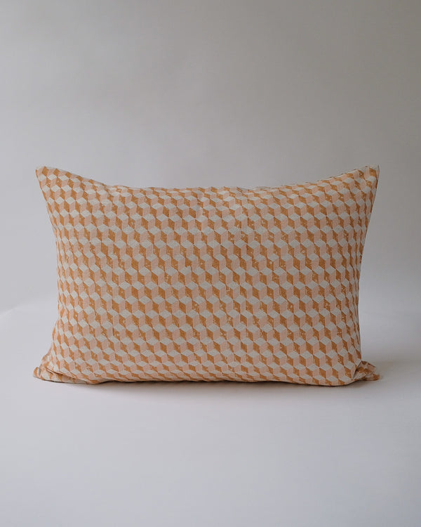 Tanya - Hand Block-printed Linen Pillowcase (Pastel Pink)